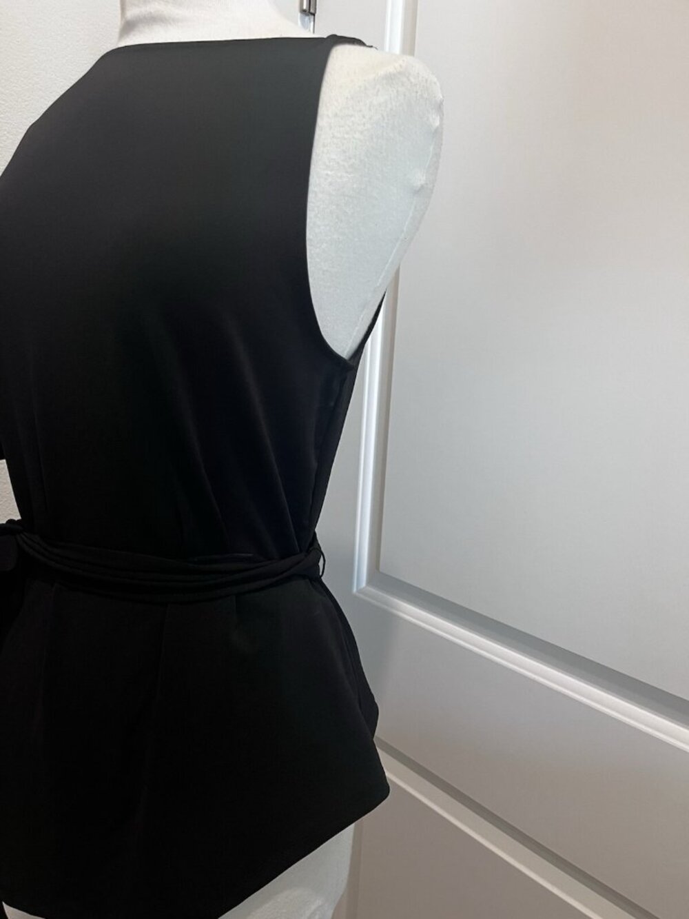 ZARA Black Asymmetrical Tie‑Waist Top M NWT Avant Garde Whimsy Goth Fairy Grunge - Picture 4 of 8